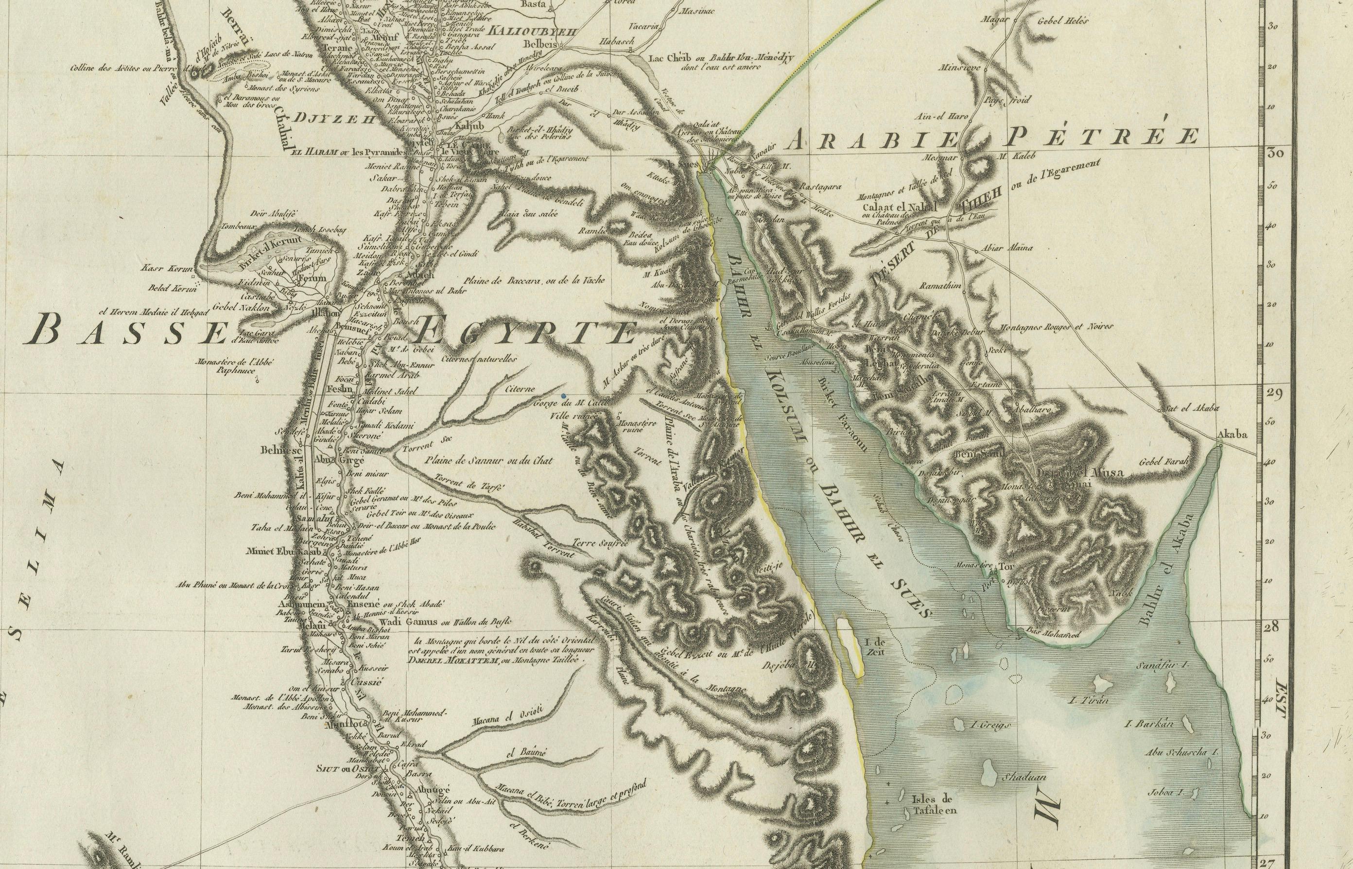 Early 19th Century Antique Map of Egypt with Detailed Inset of the Nile Delta, ca. 1799 For Sale