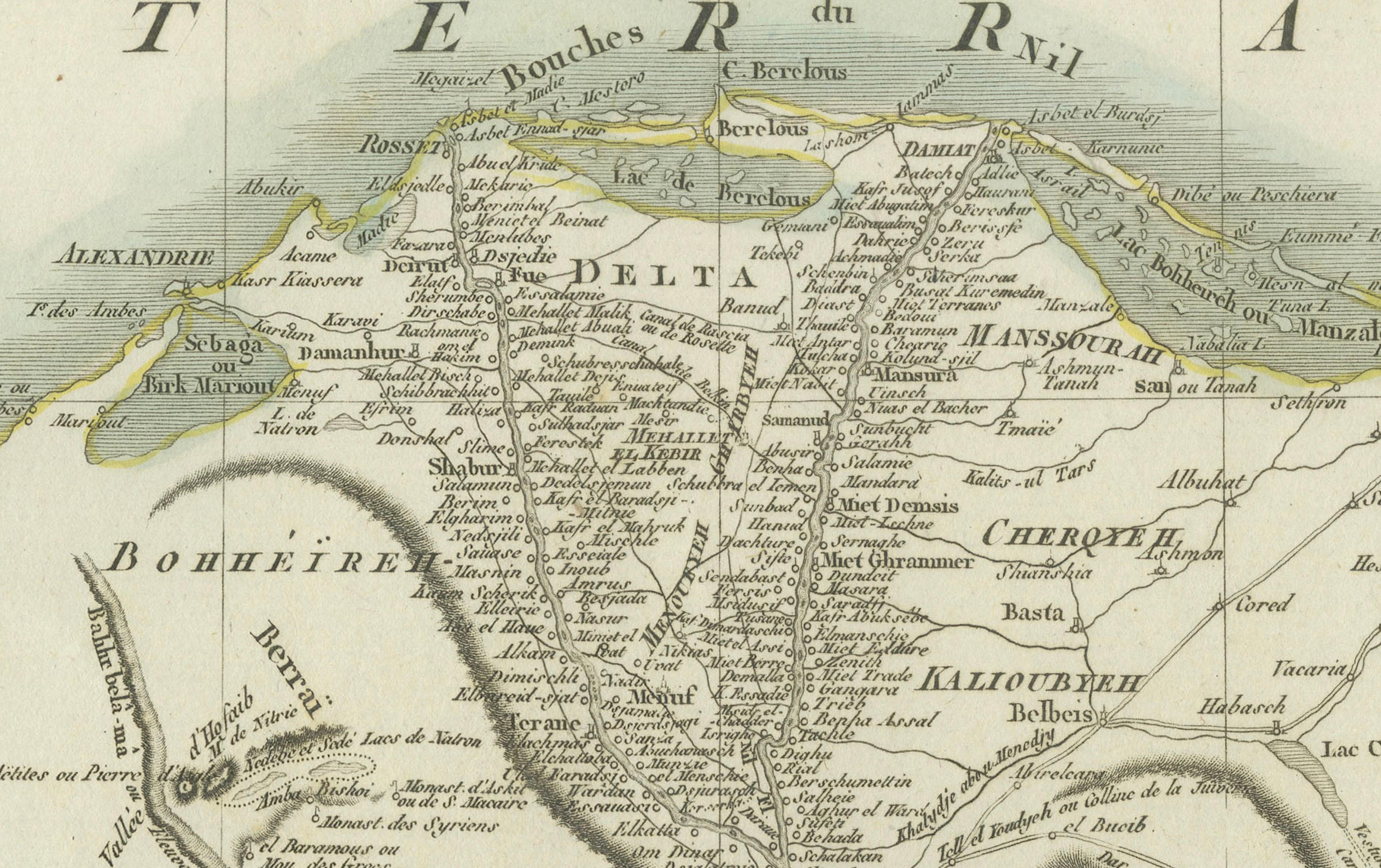 Antique Map of Egypt with Detailed Inset of the Nile Delta, ca. 1799 For Sale 1
