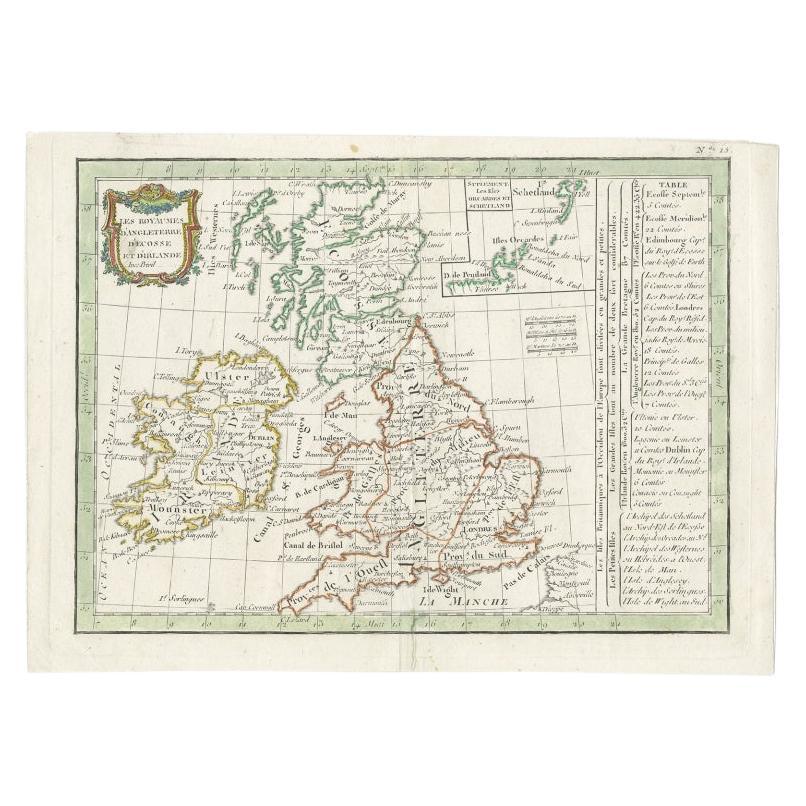 Antique Map of England and Ireland by Lattre, 1789 For Sale