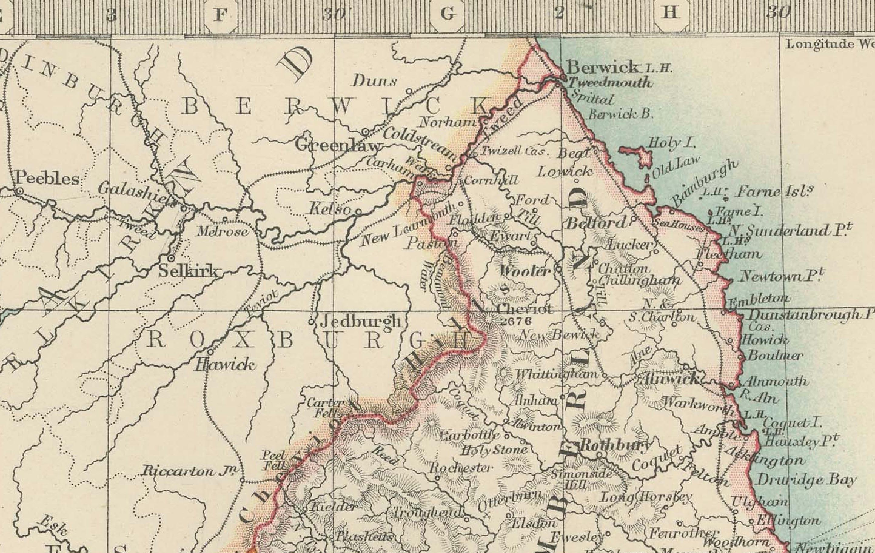 20ième siècle Carte ancienne de l'Angleterre et du Wales, 1903, avec les comtés et les chemins de fer détaillés en vente