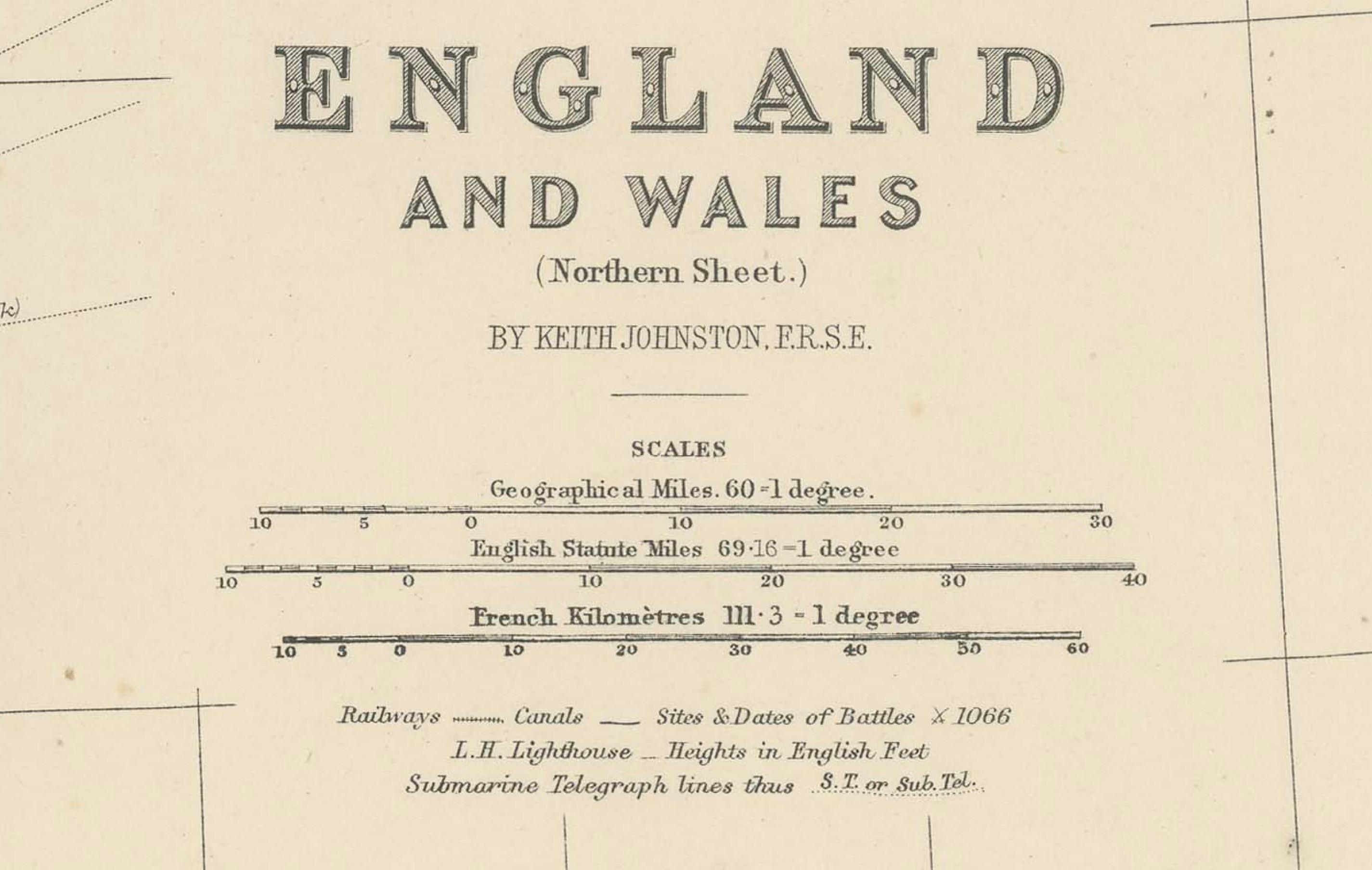 Carte ancienne de l'Angleterre et du Wales, 1903, avec les comtés et les chemins de fer détaillés en vente 1