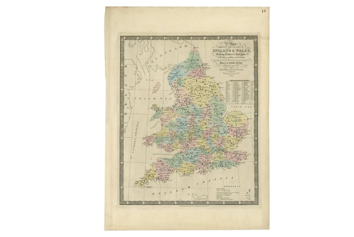 Antique Map of England and Wales by J. Wyld, 1844 In Good Condition In Langweer, NL