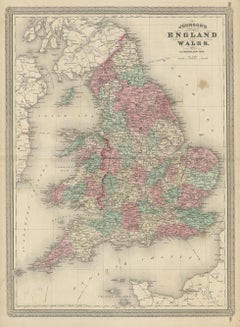 Antique Map of England and Wales by Johnson '1872'