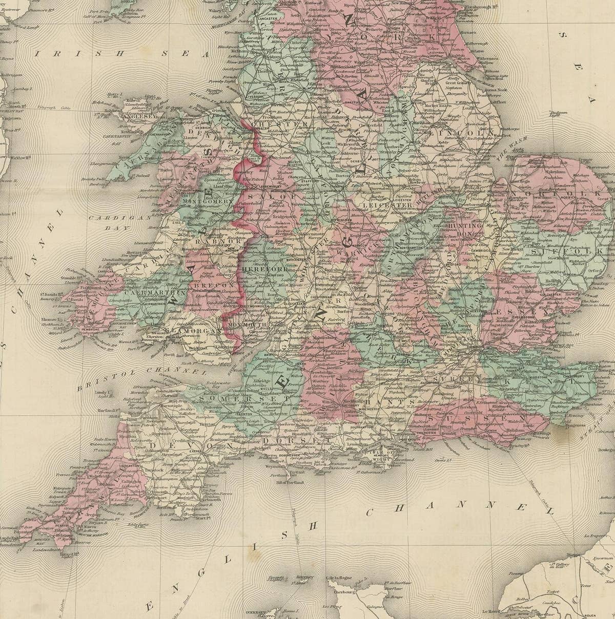 Antique Map of England and Wales by Johnson '1872'
