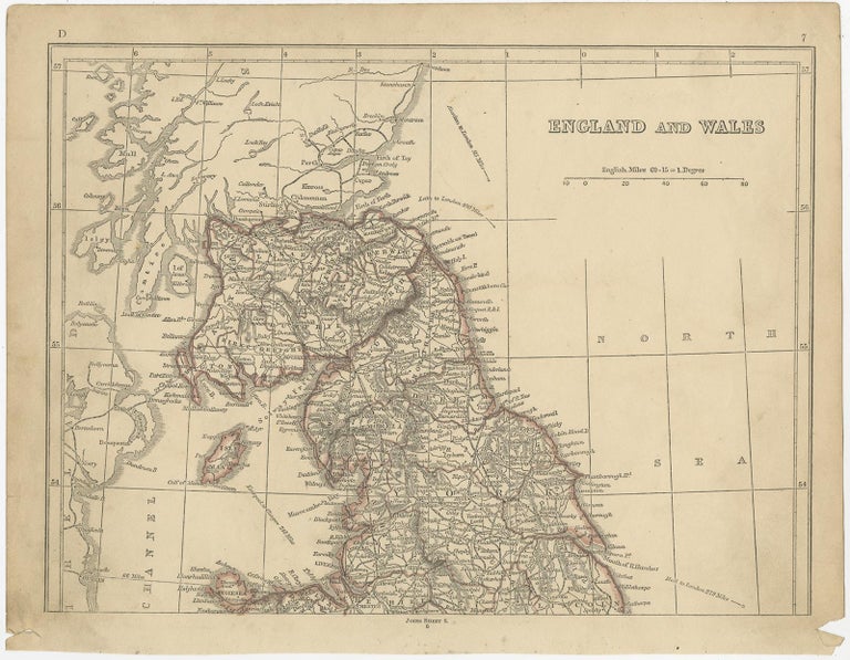 Antique Map of England and Wales by Lowry, '1852' For Sale at 1stDibs