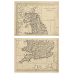Antique Map of England and Wales by Lowry, '1852'
