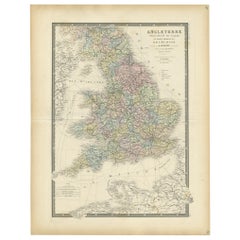 Antique Map of England by Levasseur, 
1875
