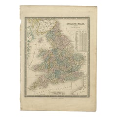 Carta geografica antica dell'Inghilterra e del Galles di Wyld del 1845