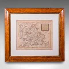 Antique Map of England & Wales, French, Framed Cartography, Georgian, Circa 1780