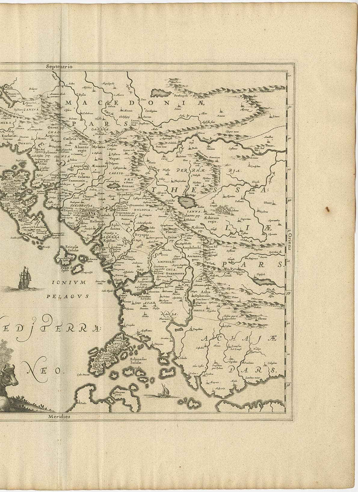 Antique Map of Epirus 'Albania, Greece' by J. Janssonius, circa 1650