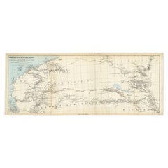 Antique Map of Ernest Giles Expedition Across Australia, 1877