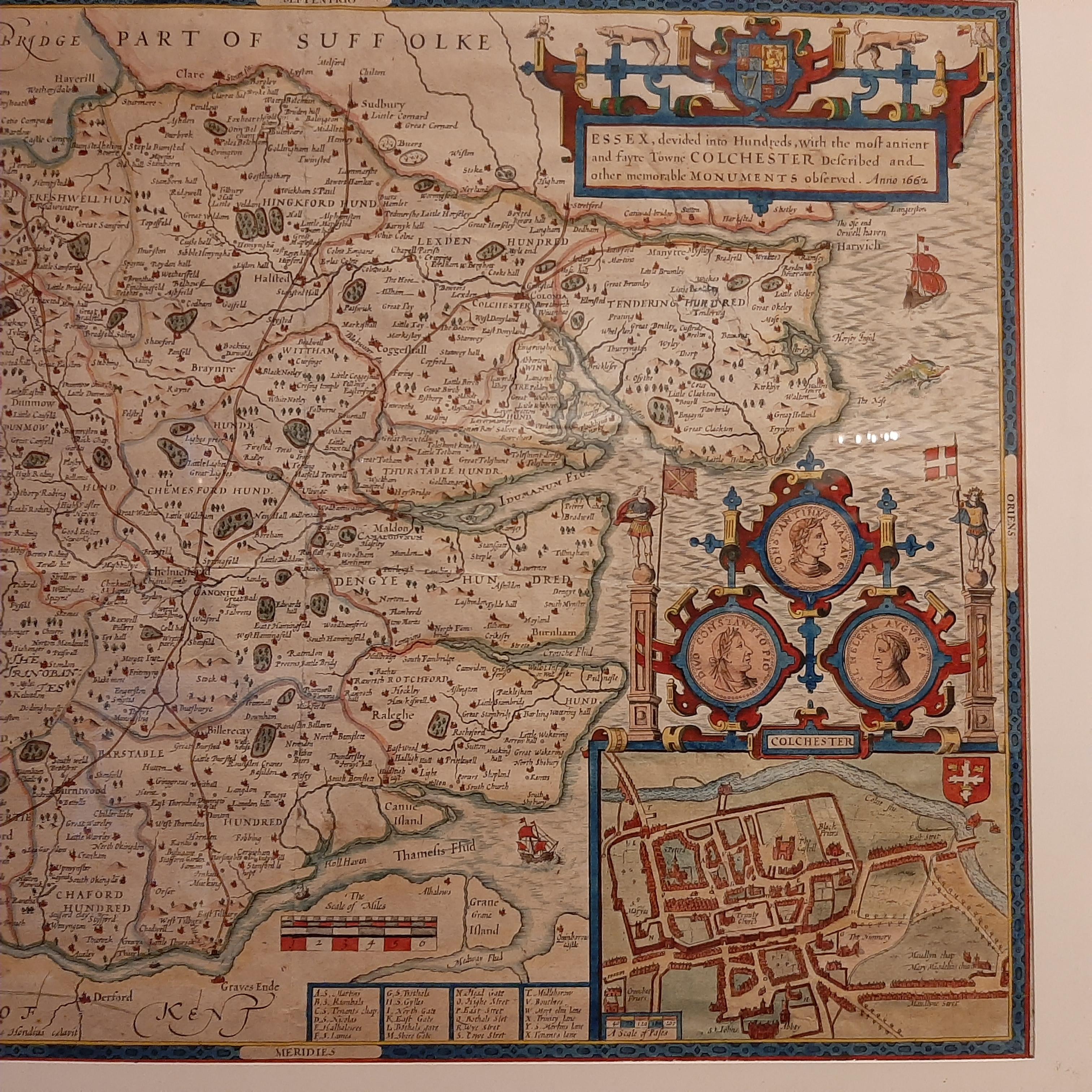 XVIIIe siècle Carte ancienne de l'Essex par Overton, datant d'environ 1710 en vente