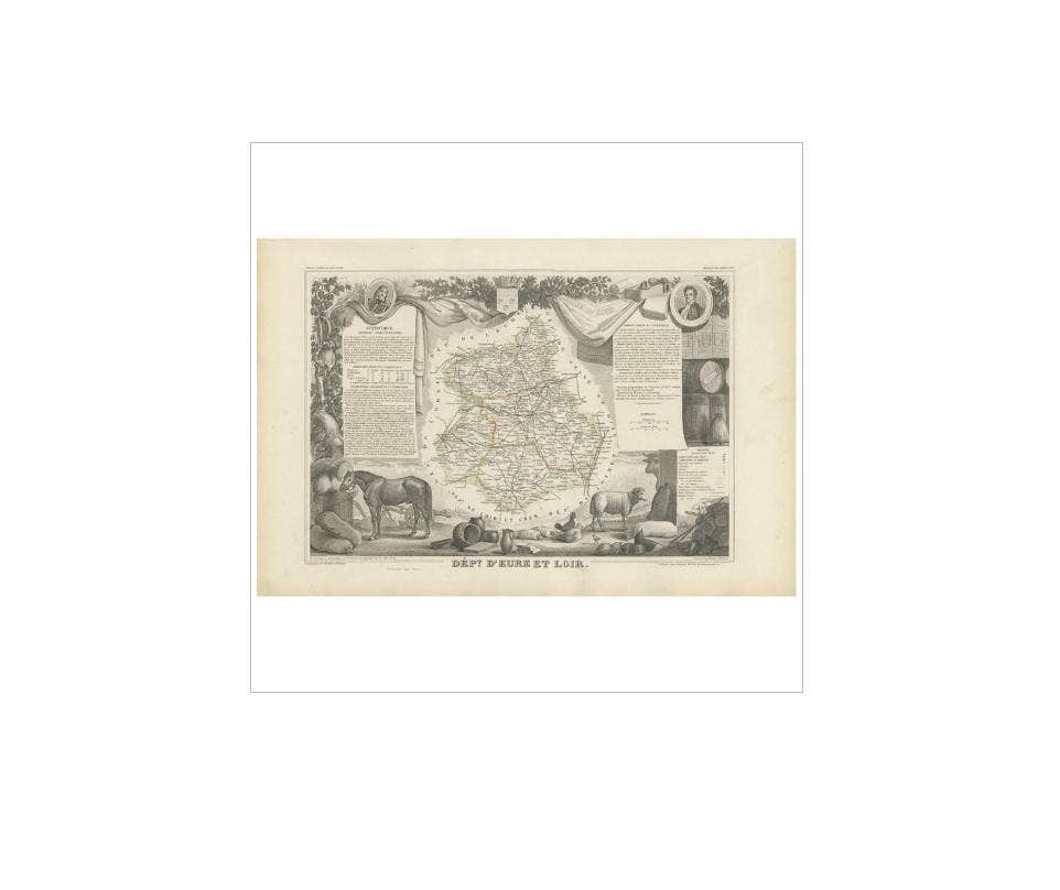 Antique Map of Eure Et Loir ‘France’ by v. Levasseur, 1854