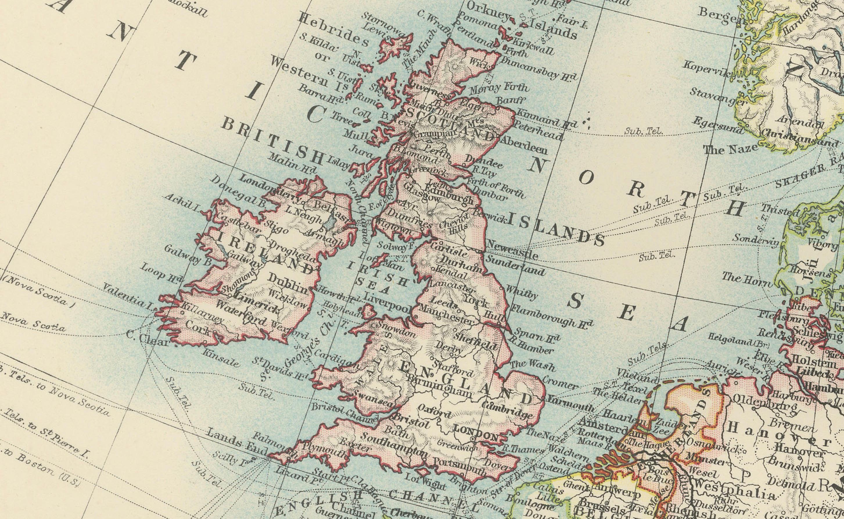 Titre : Carte ancienne de l'Europe, 1903, avec des frontières politiques complexes et de riches détails

Description :
Cette carte ancienne, intitulée 