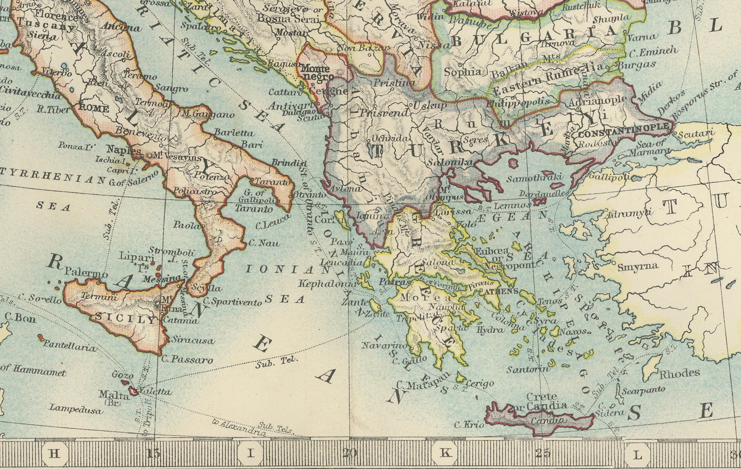 20ième siècle Carte ancienne de l'Europe, 1903, avec des frontières politiques complexes et de riches détails en vente