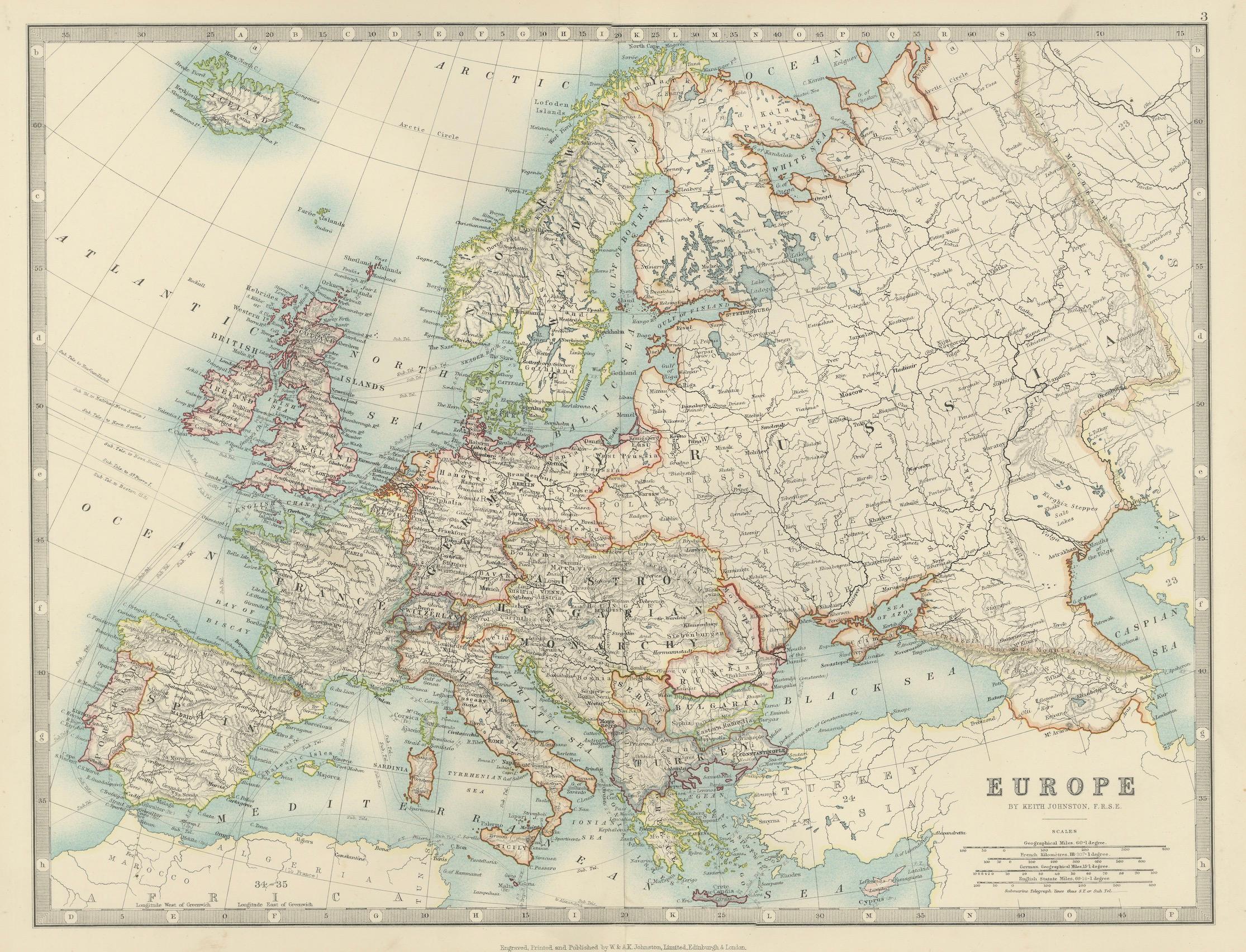 Carte ancienne de l'Europe, 1903, avec des frontières politiques complexes et de riches détails en vente 3