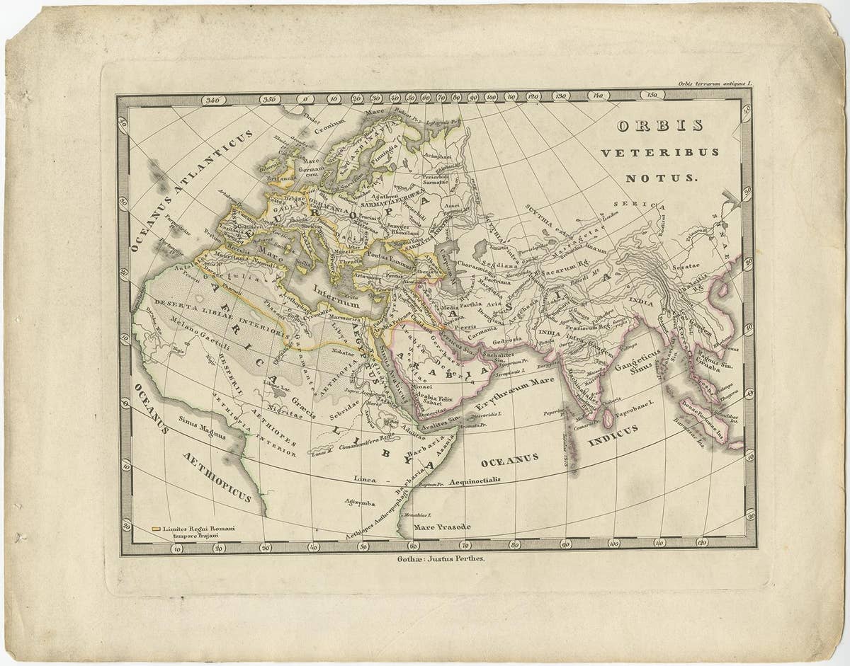 Antique Map of Europe and Part of Asia and Africa, 1848