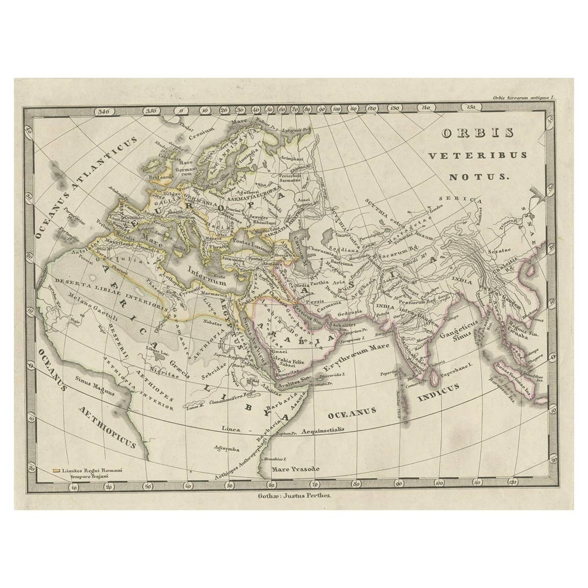 Antique Map of Europe and Part of Asia and Africa, 1848