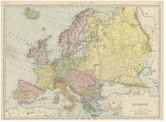 Antique Map of Europe, Before the First World War, Rand McNally, 1899