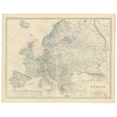 Antique Map of Europe by A.K. Johnston, 1865