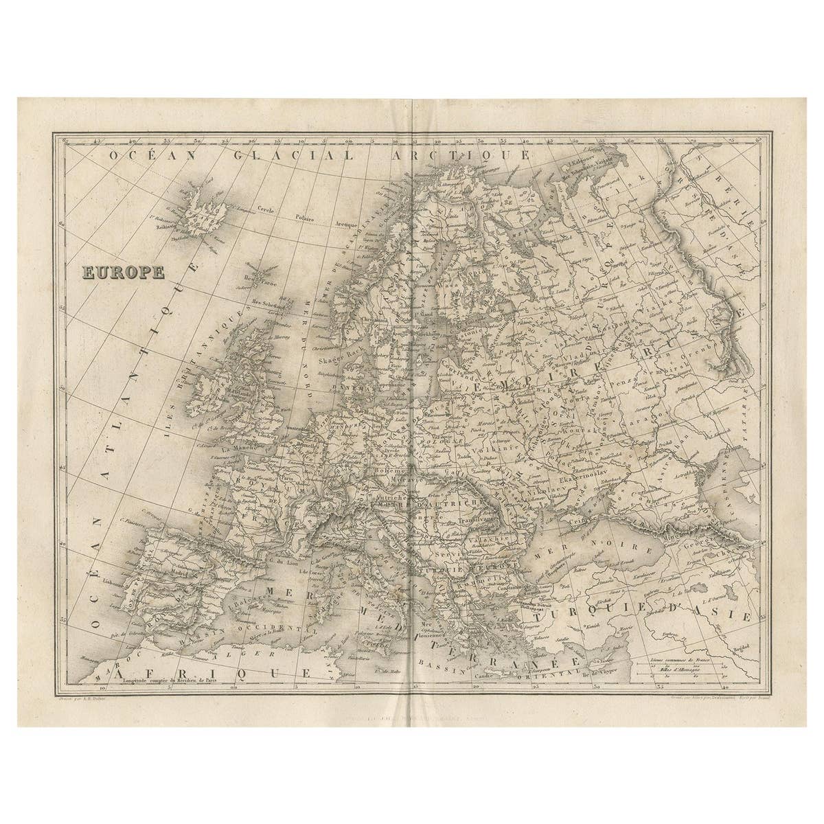 Antique Map of Europe by Balbi '1847'