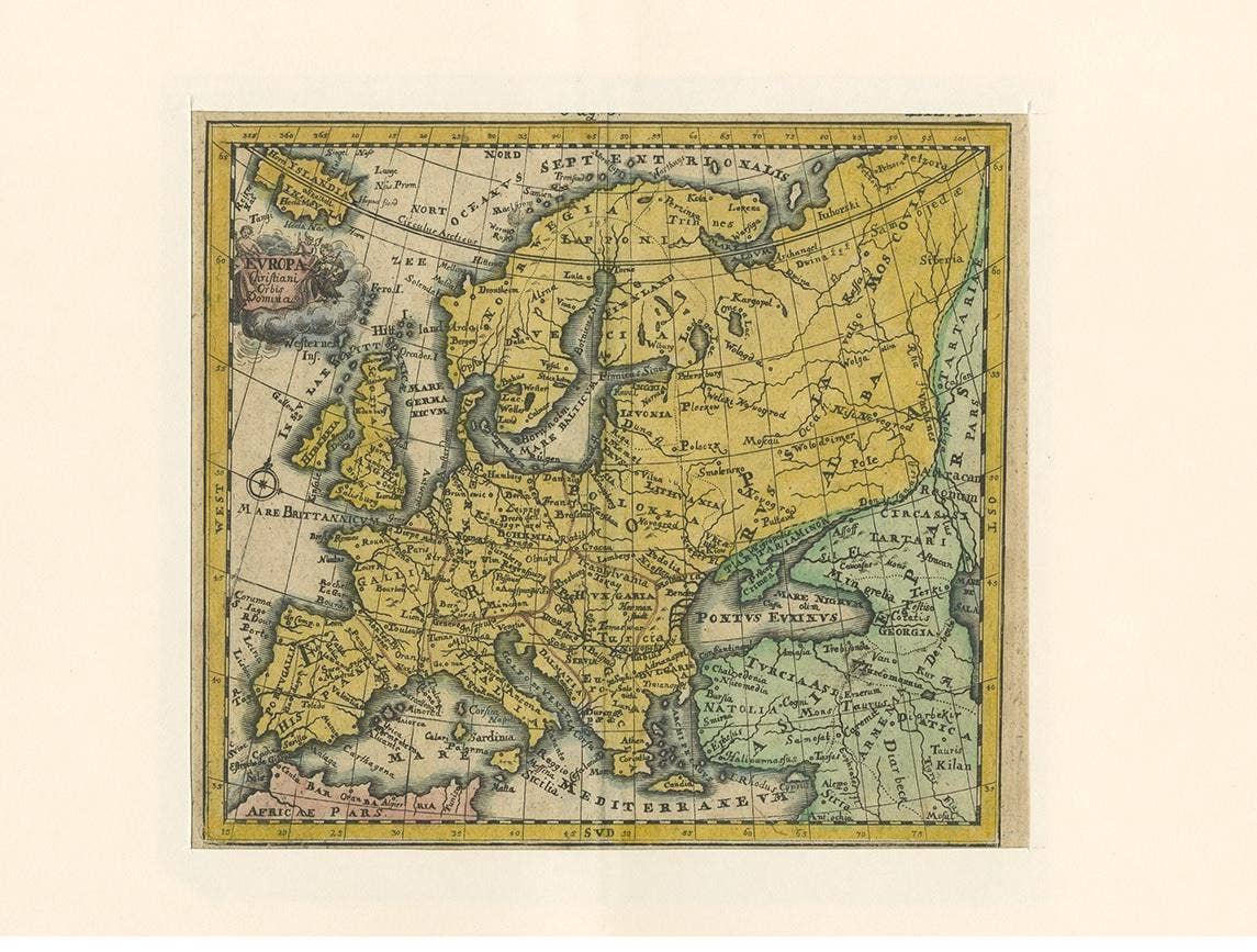 Antique Map of Europe by Hederichs, circa 1740