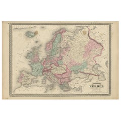 Carte ancienne d'Europe par Johnson, '1872'