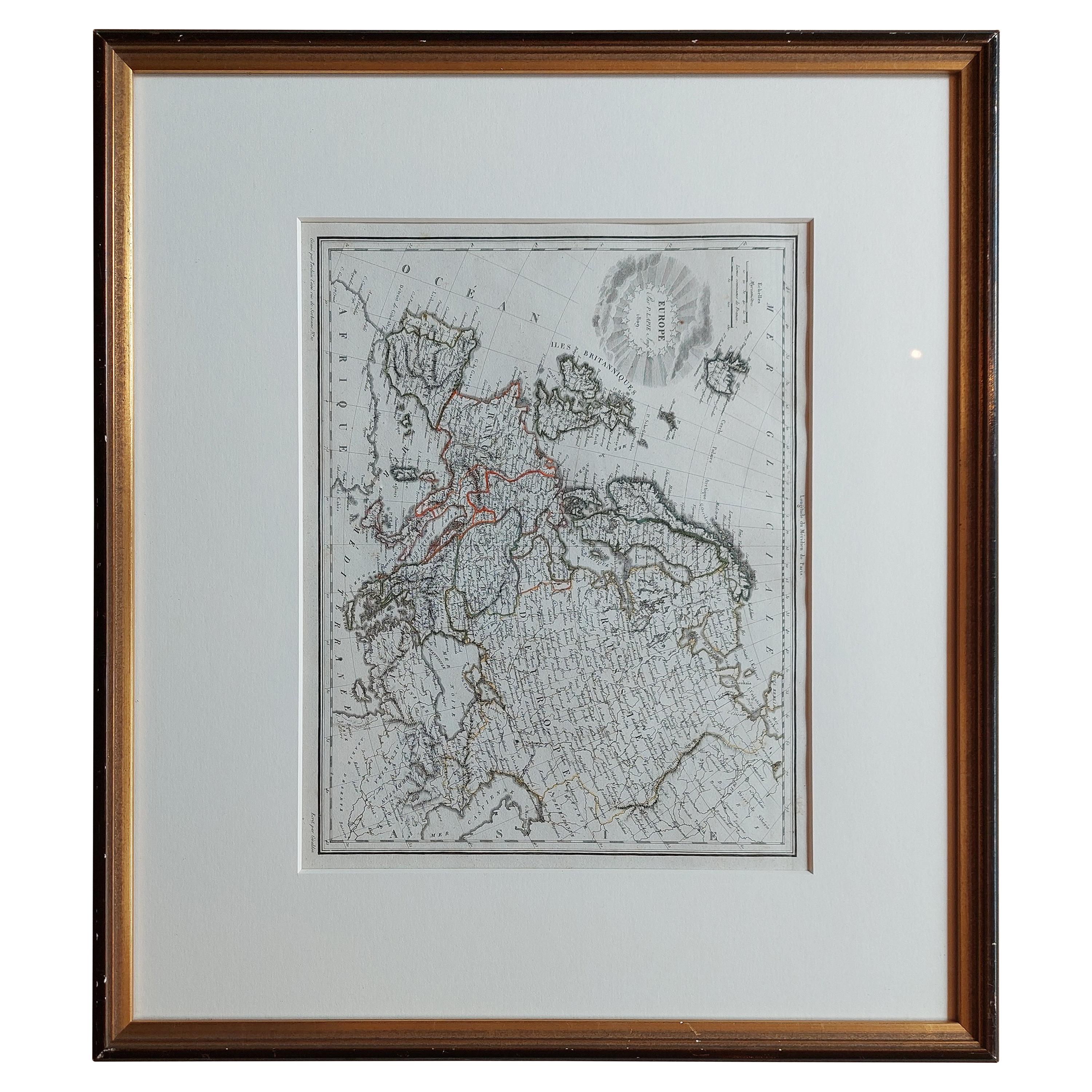 Antique Map of Europe by Lapie, '1809' For Sale