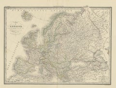 Antique Map of Europe by Pierre M. Lapie, Engraved, France, 1842