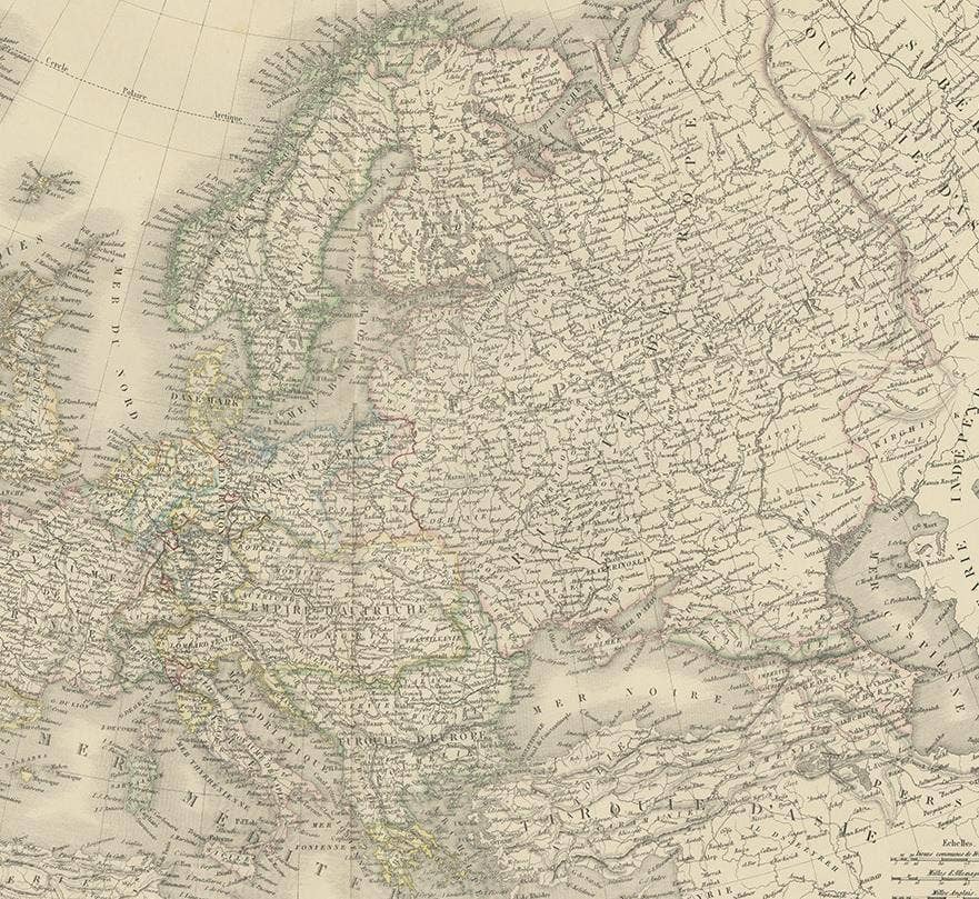 Antique Map of Europe by Pierre M. Lapie, Engraved, France, 1842