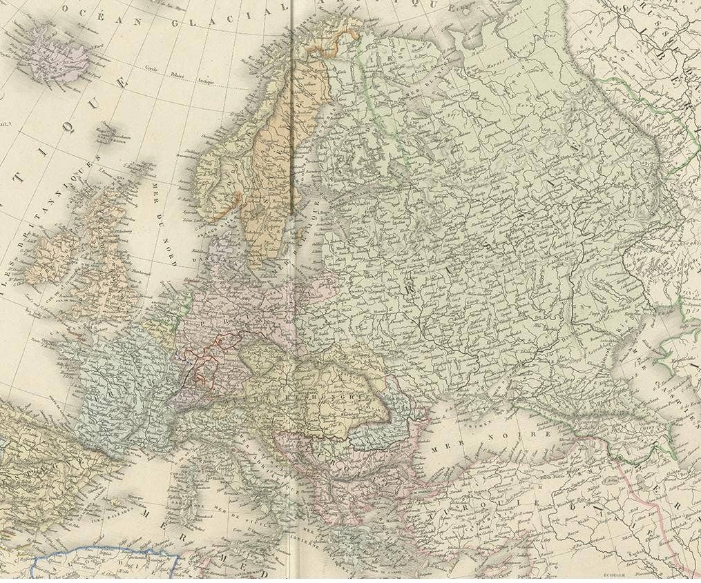 Antique Map of Europe by Levasseur, '1875'