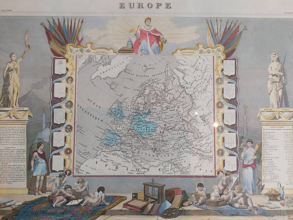 Antique Map of Europe by Levasseur 'c.1840'