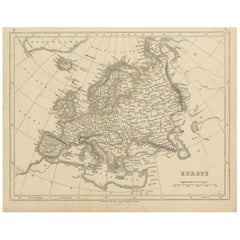 Antique Map of Europe by Lowry, 1852