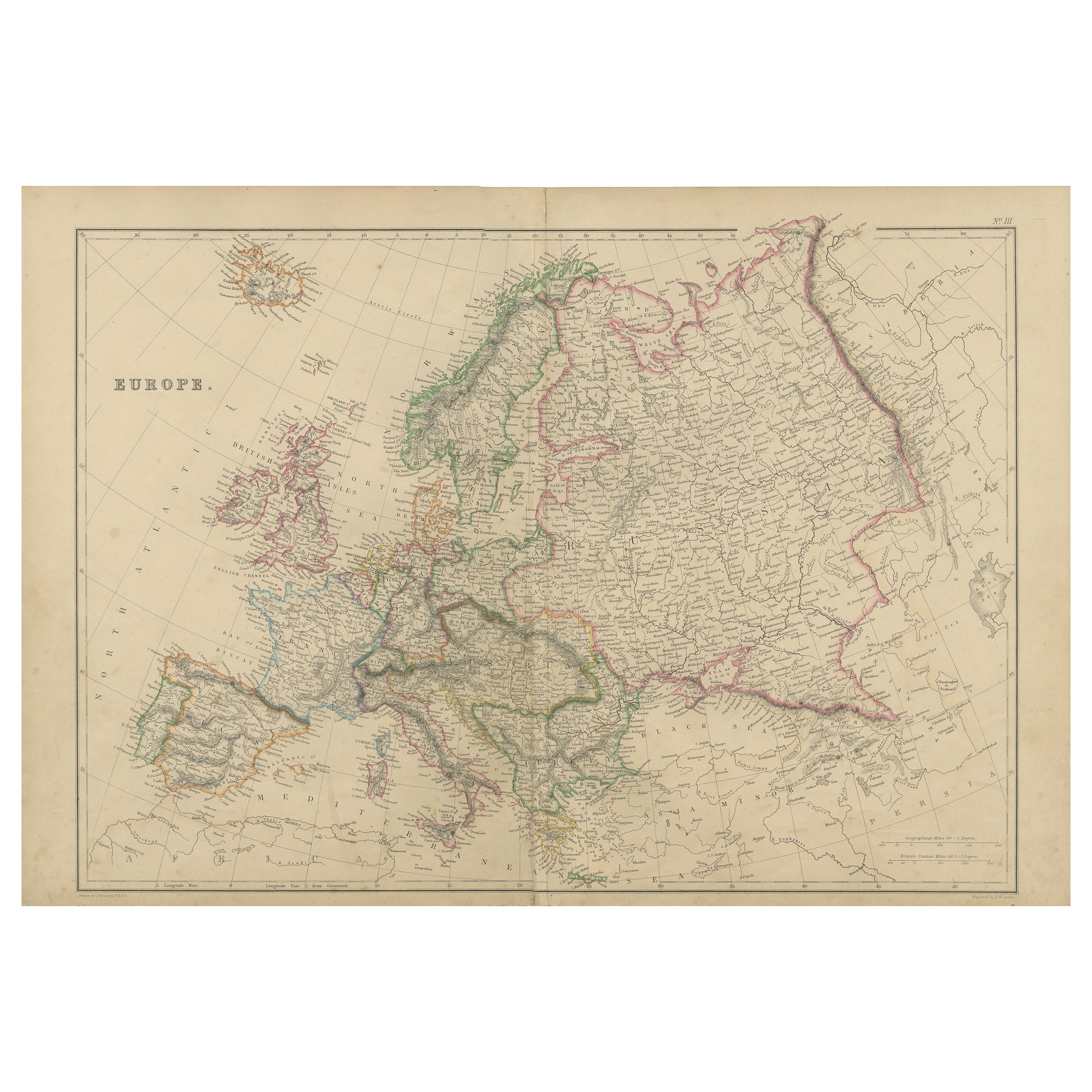 Carte ancienne d'Europe par W. G. Blackie, 1859