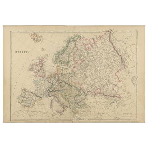 Antique Map of Europe by W. G. Blackie, 1859
