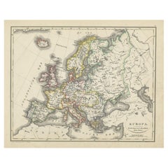 Carte ancienne d'Europe provenant d'une vieille école néerlandaise-Atlas, 1852