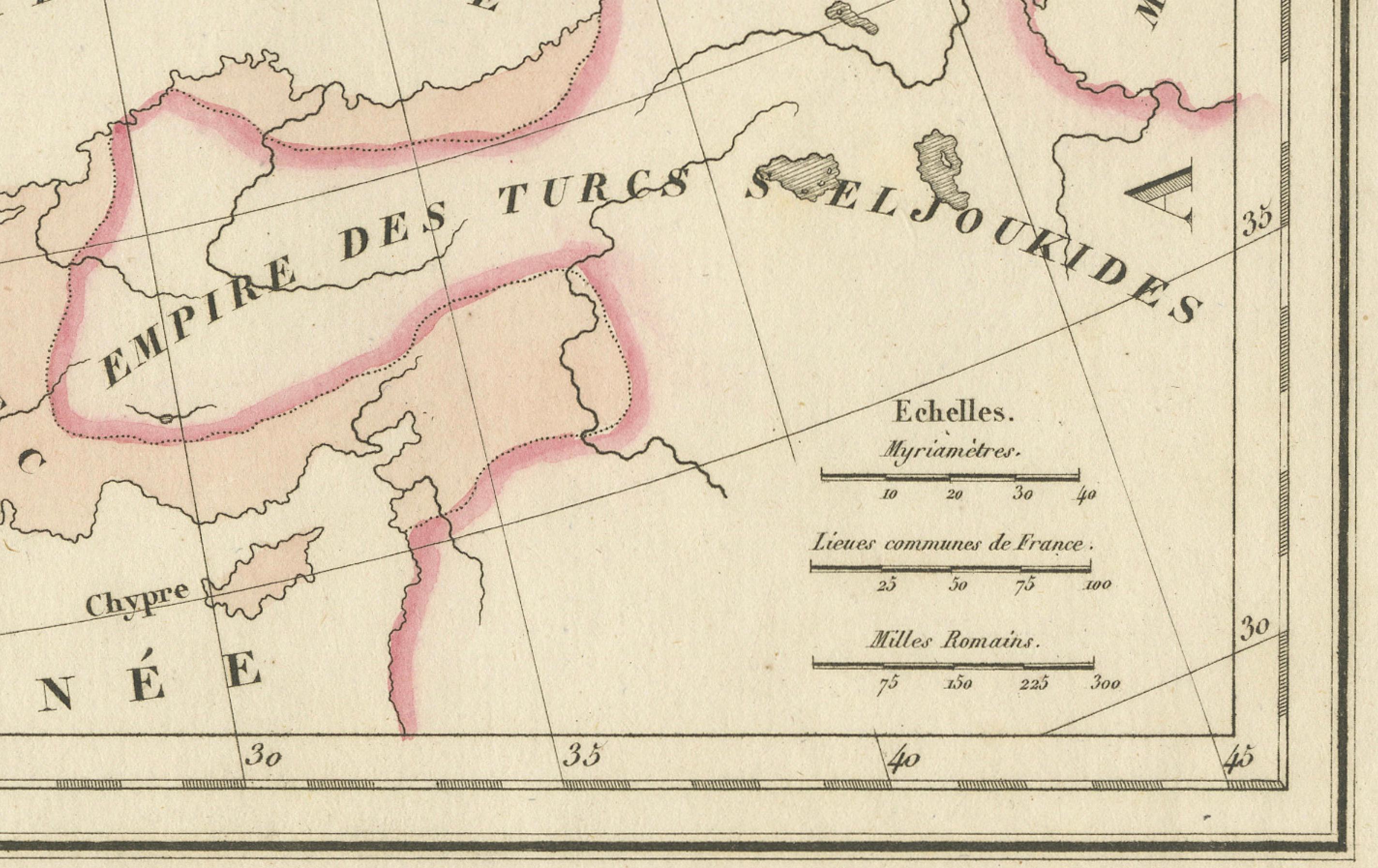 Antike Karte von Europa im 12. Jahrhundert - Malte-Brun & Sarrazin, 1880 im Zustand „Gut“ im Angebot in Langweer, NL