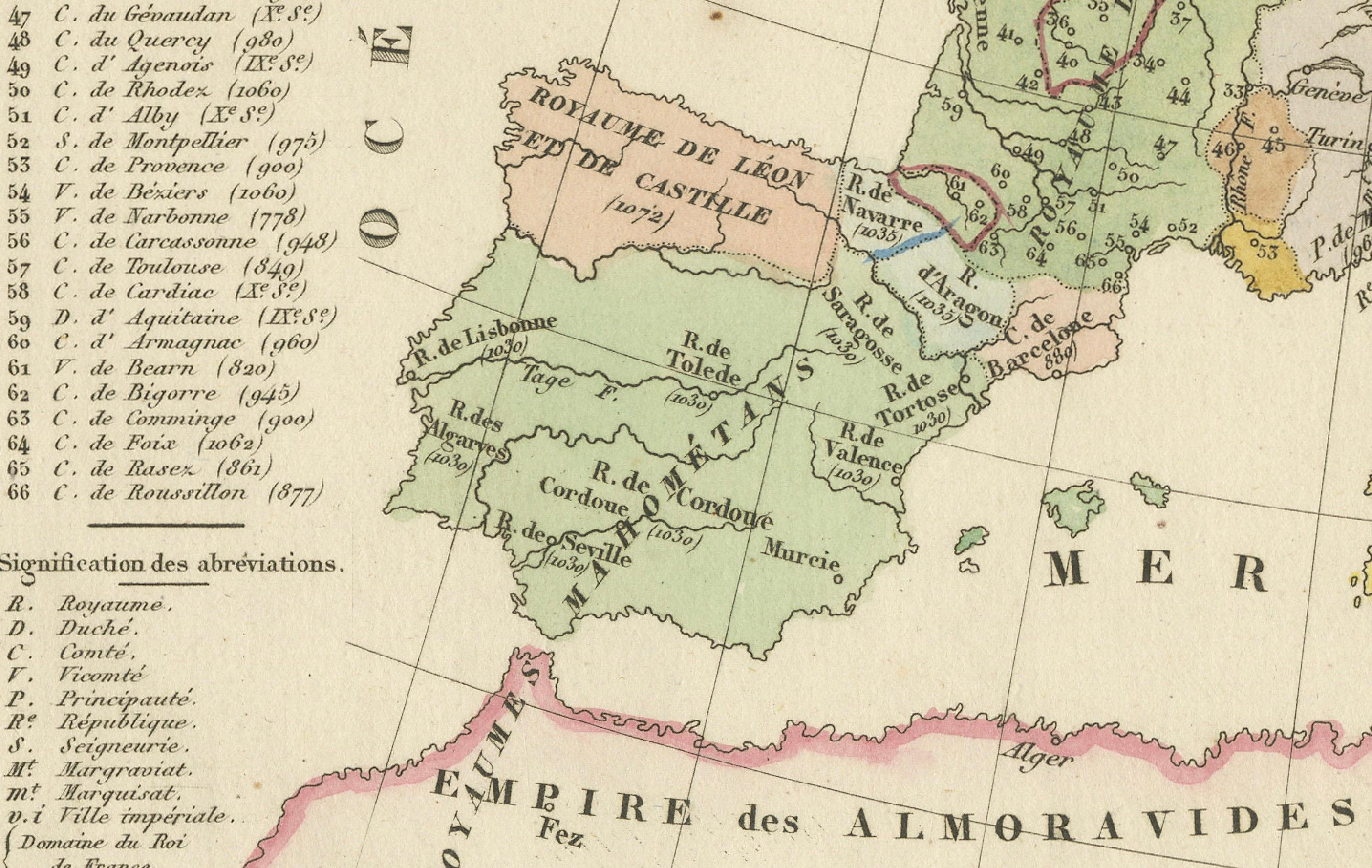 Antike Karte von Europa im 12. Jahrhundert - Malte-Brun & Sarrazin, 1880 (Spätes 19. Jahrhundert) im Angebot