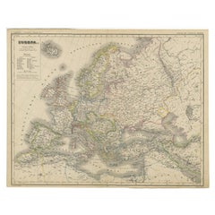Antique Map of Europe Made by German Geographer, c.1870