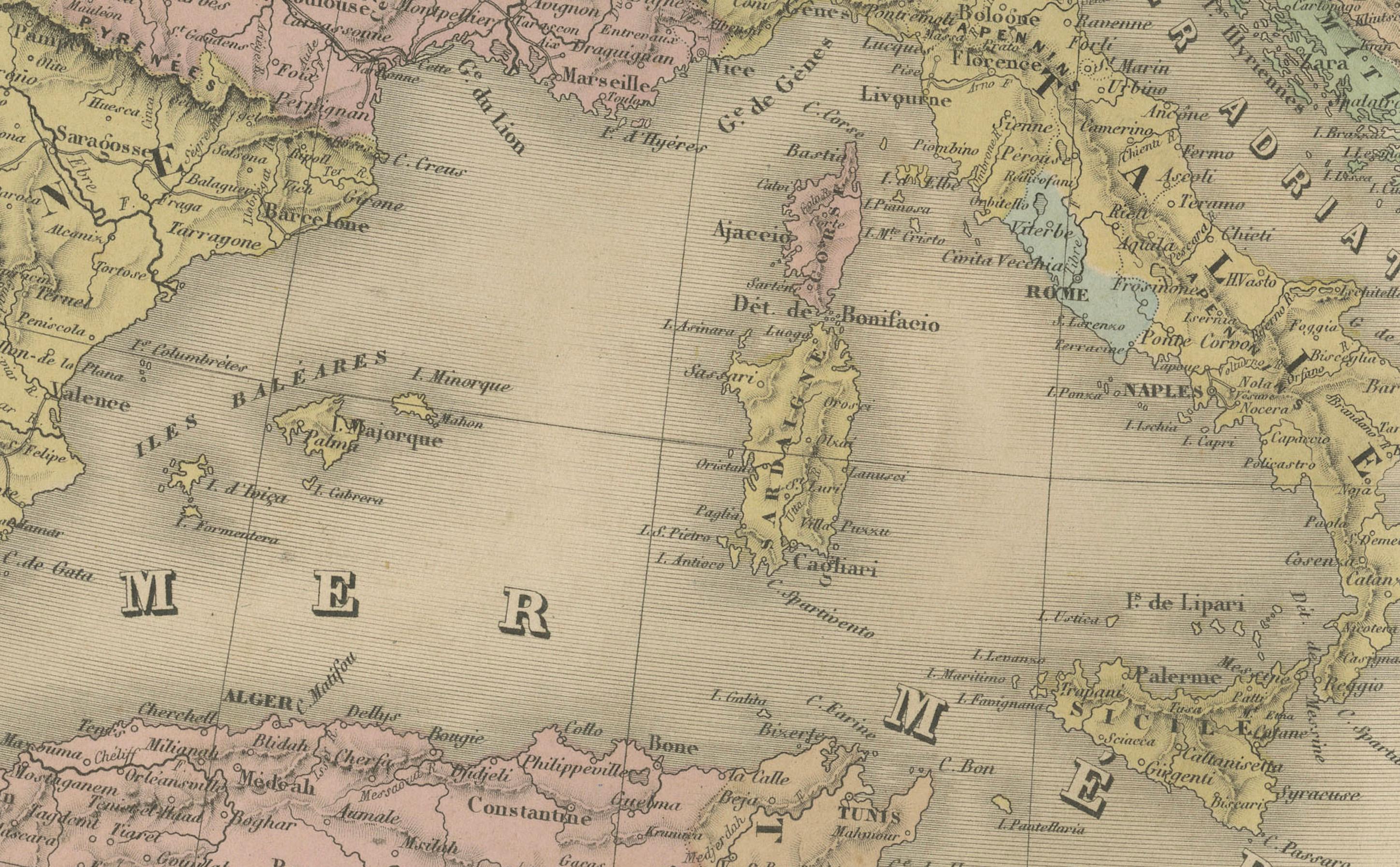 Mapa antiguo de Europa - Divisiones políticas de Andriveau-Goujon, París 1861 Grabado en venta