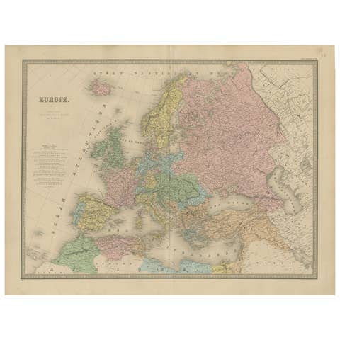 Antique Map of Europe – Political Divisions by Andriveau-Goujon, Paris 1861