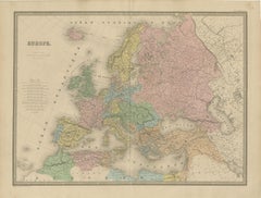 Mapa antiguo de Europa - Divisiones políticas de Andriveau-Goujon, París 1861