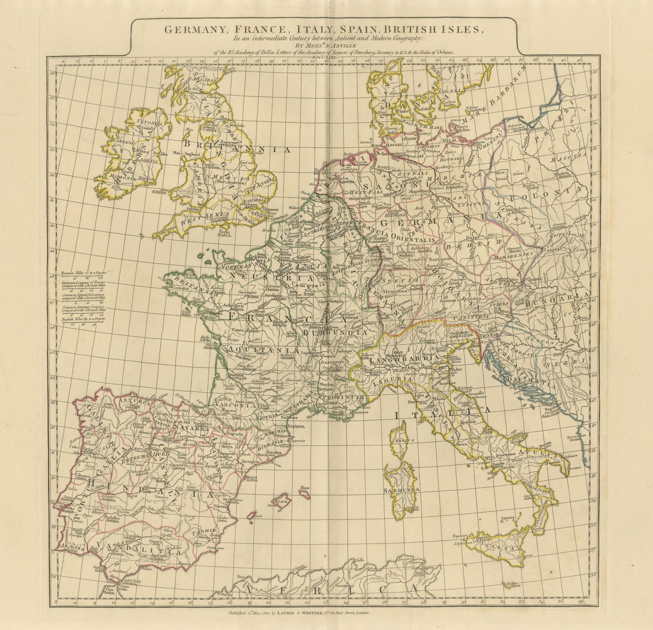 Antique Map of Europe – Roman to Medieval Transition, d’Anville, c.1818