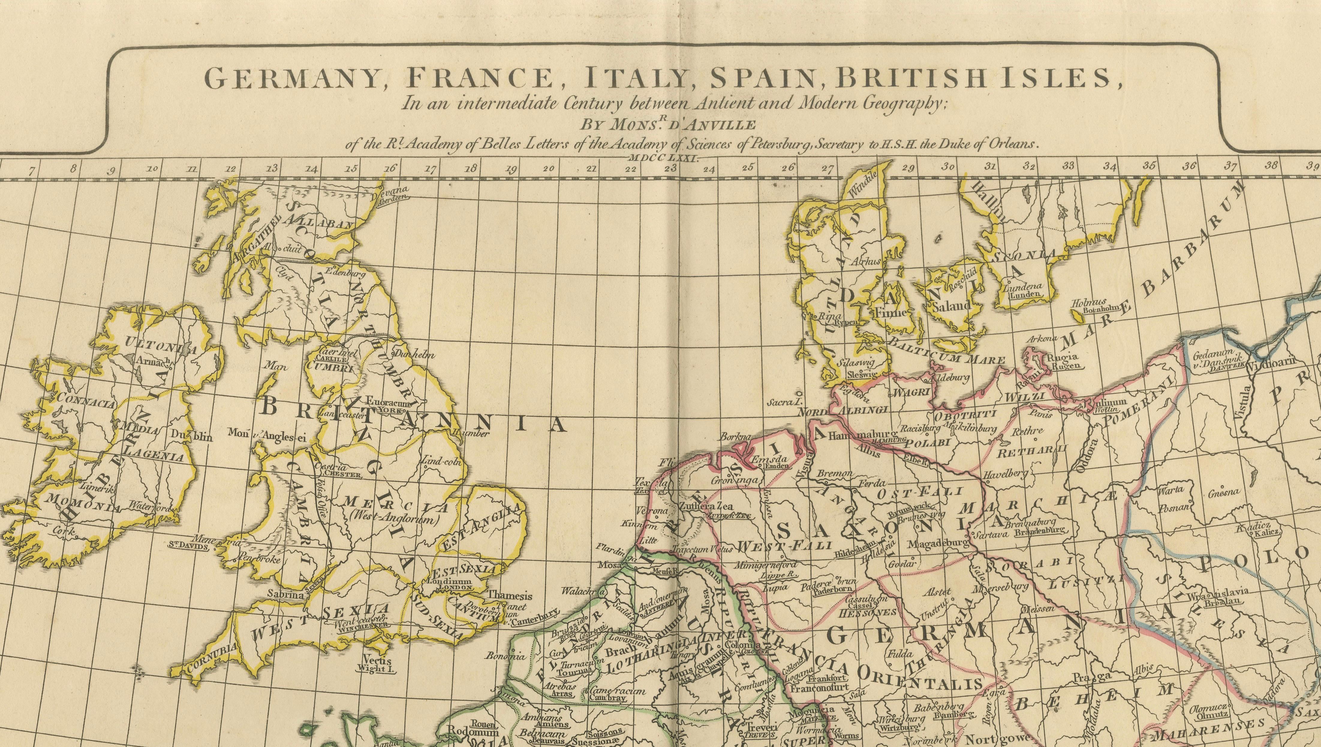 Antique Map of Europe – Roman to Medieval Transition, d’Anville, c.1818