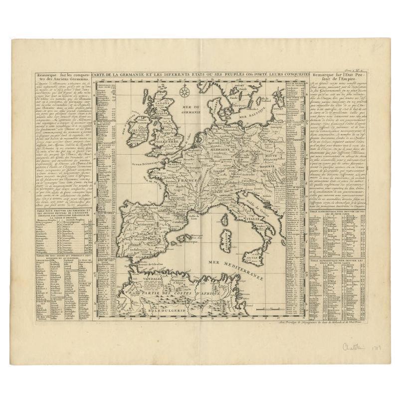 Carta antica dell'Europa che si estende dall'Africa settentrionale al Mar Baltico, 1719