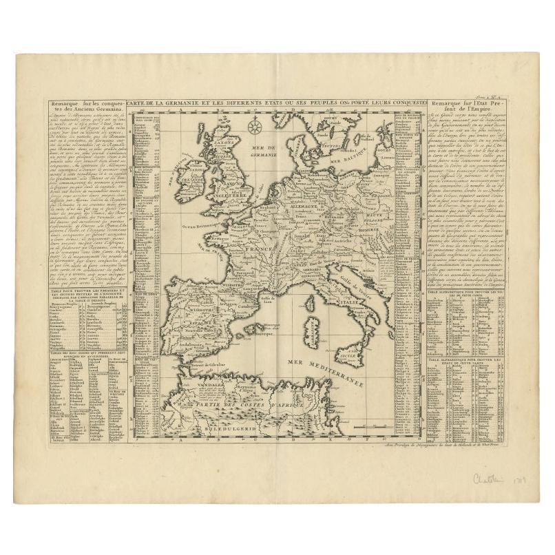 Antique Map of Europe Stretching from Northern Africa to the Baltic Sea, 1719 For Sale