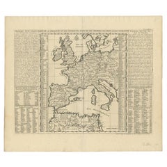 Antique Map of Europe Stretching from Northern Africa to the Baltic Sea, 1719