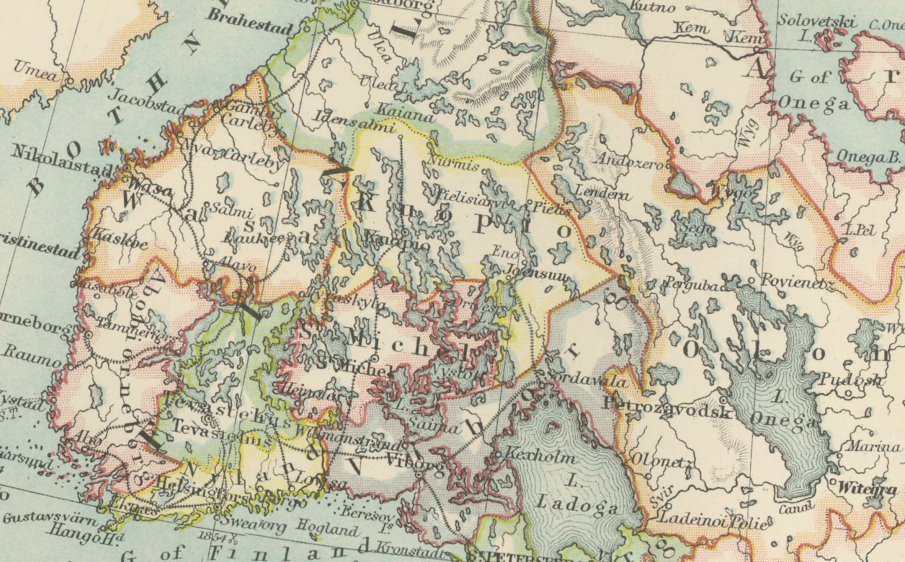 20ième siècle Carte ancienne de la Russie européenne, 1903, avec des frontières provinciales colorées en vente