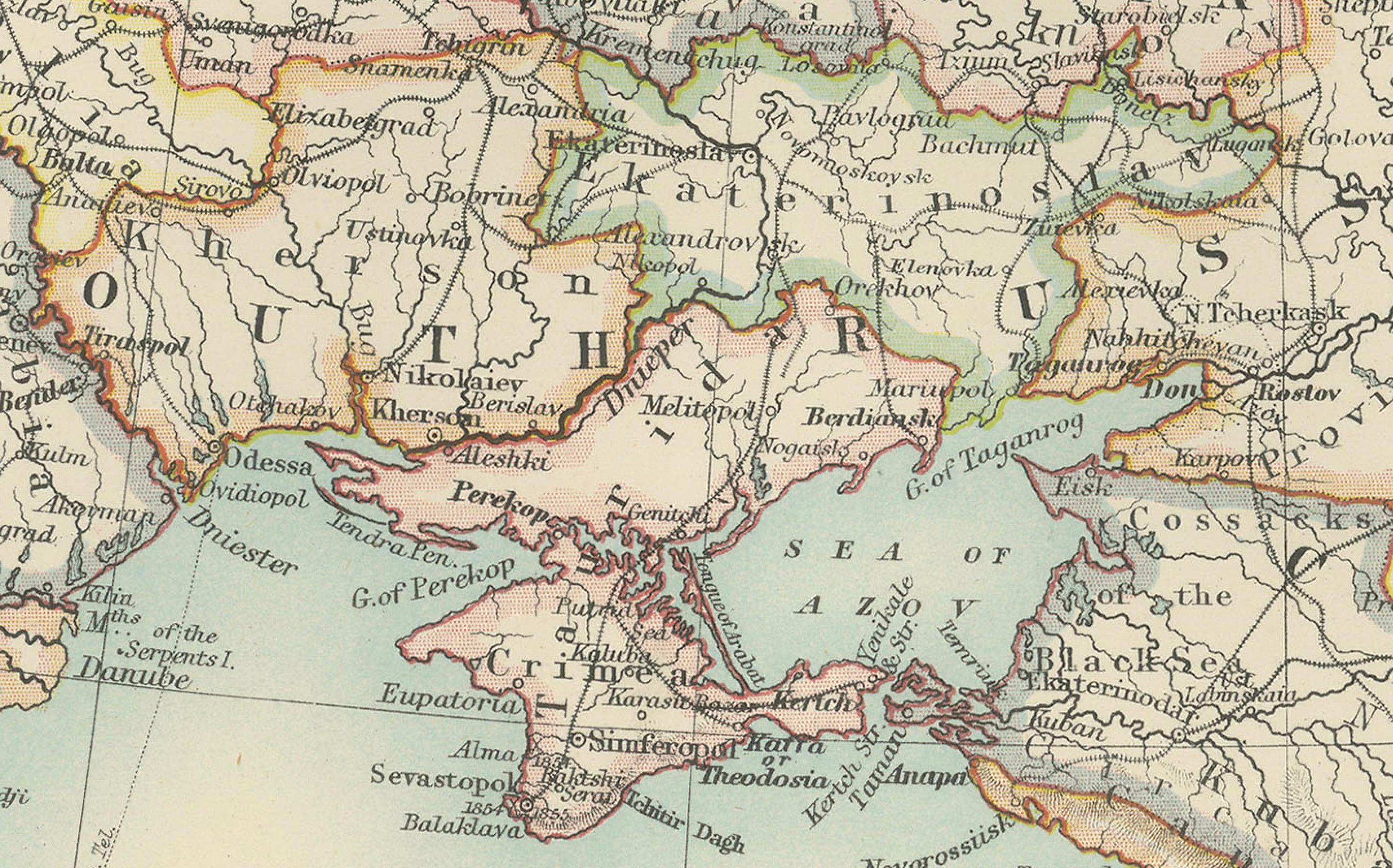 Carte ancienne de la Russie européenne, 1903, avec des frontières provinciales colorées en vente 3