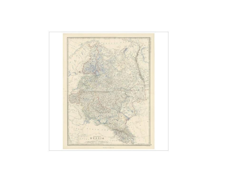 Antique Map of European Russia by A.K. Johnston, 1865 In Good Condition In Langweer, NL